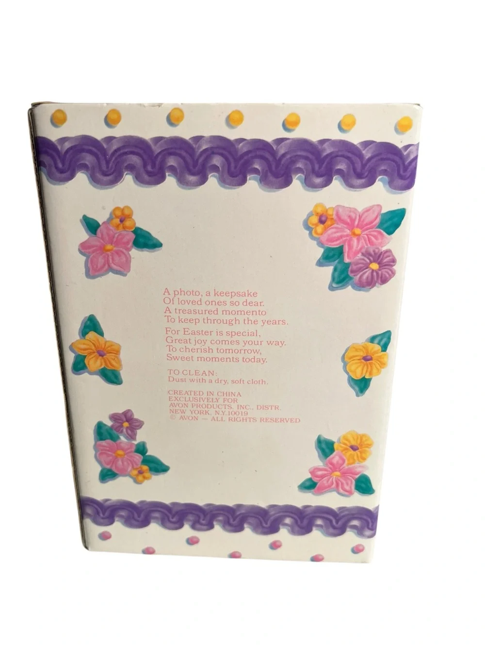 Vintage Avon 1991 Easter Memories Photo Frame Bunny Eggs‎ Spring 5.5” x 4”